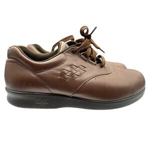 SAS Free Time Brown Leather Comfort Shoes Lace Up Walking Shoes Women's Size 8W